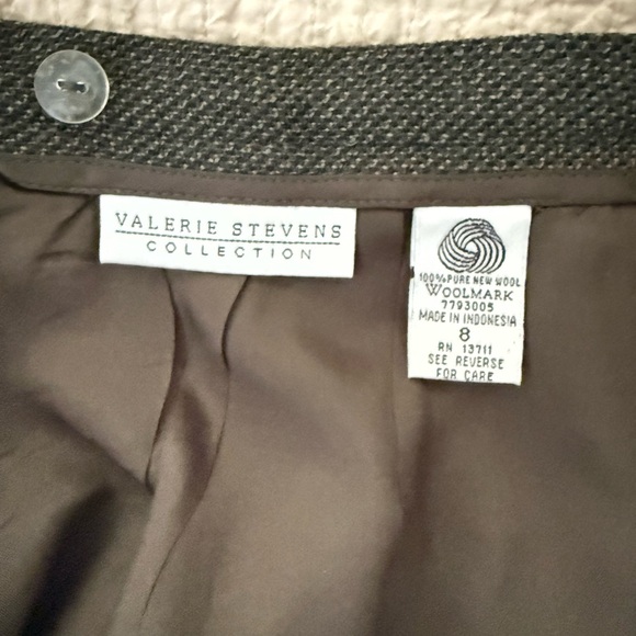Valerie Stevens Classic Brown 100% Wool Tweed Lined Pencil Skirt Size 8 - Picture 4 of 7